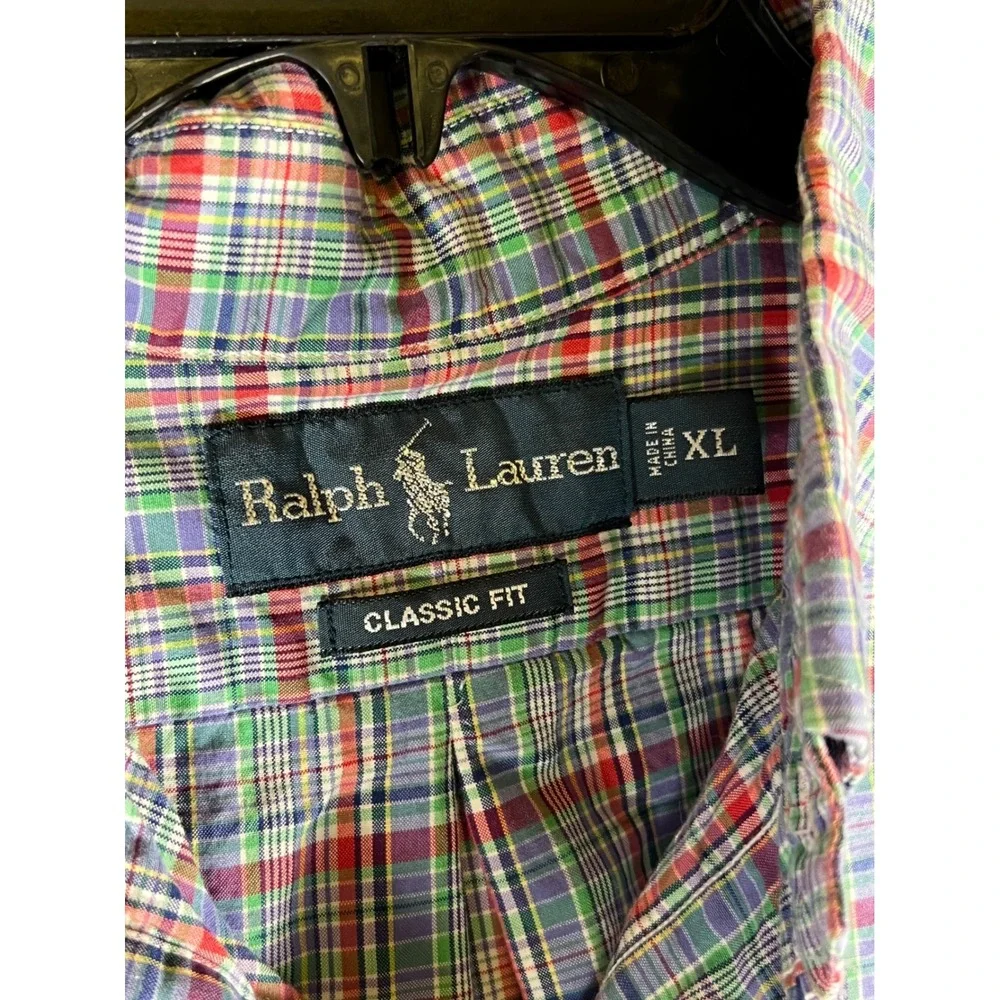 Ralph Lauren Mens XL Classic Fit Plaid Button Down Shirt Multi Color Long Sleeve